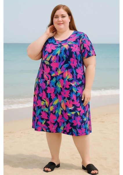 Kadın Büyük Beden Likralı Esnek ve Rahat Viskon Elbise fiyatları