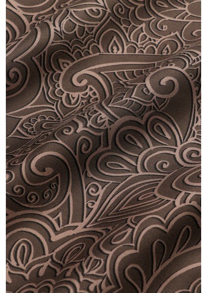 Acı Kahve Sanat Desen Twill Ipek Eşarp modelleri