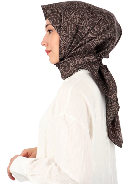 Acı Kahve Sanat Desen Twill Ipek Eşarp fırsatları