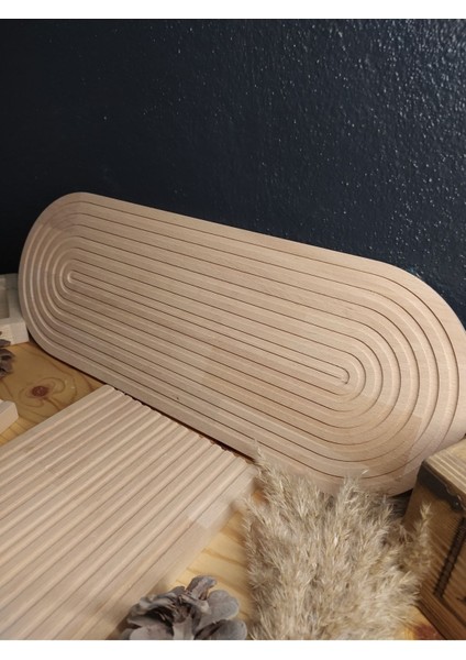 Çok Renkli Ahşap Oval Dekoratif Sunum Tepsisi, Banyo ve Kahvaltı Için Şık Seçenek