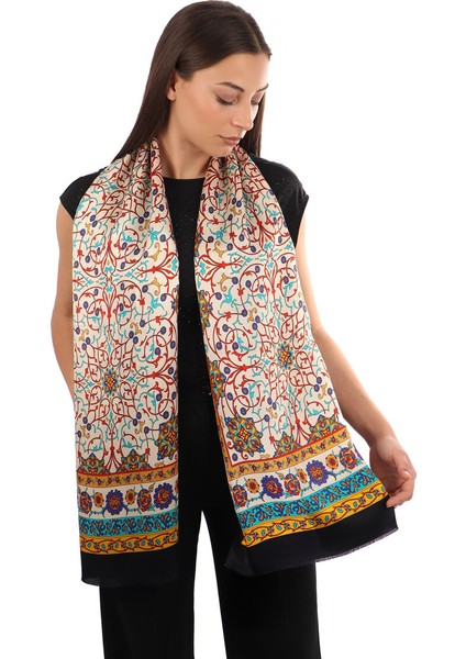 Gold Sarmaşık Desen Dar Ipek Fular