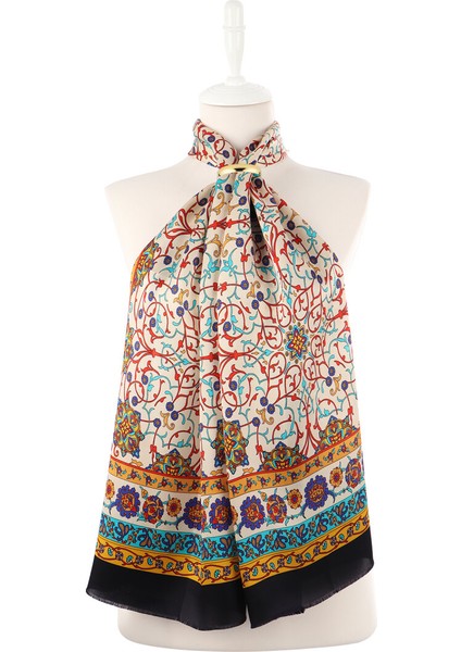 Gold Sarmaşık Desen Dar Ipek Fular fiyatları