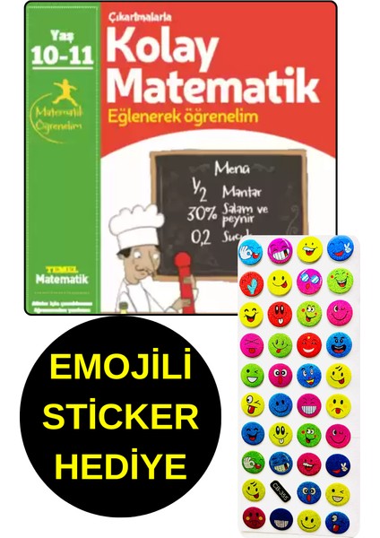 Emojili Sticker Hediye - 10 , 11 Yaş - Kolay Matematik - Eğlenerek Öğrenelim