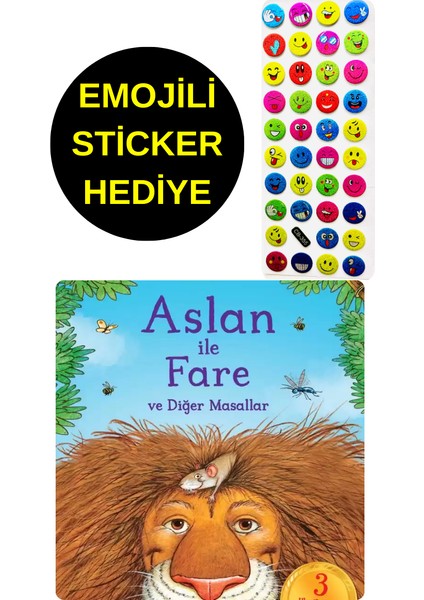 Emojili Sticker Hediye - Okul Öncesi Resimli Kitaplar - Aslan Ile Fare ve Diğer Masallar