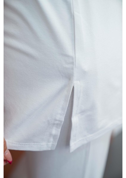 Viskon Tunik ve Pantolon Takım-Beyaz indirimleri