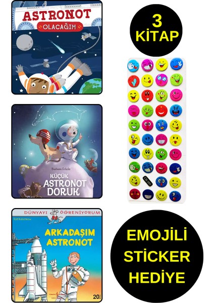Emojili Sticker Hediye - Okul Öncesi Resimli Kitaplar - Astronot Olacağım - Doruk