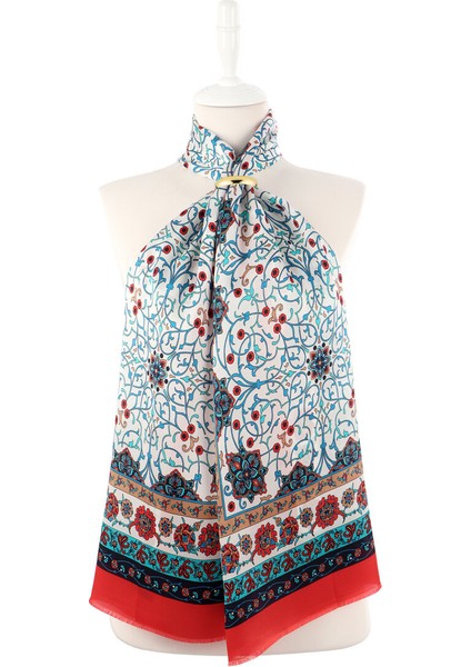 Kırmızı Sarmaşık Desen Dar Ipek Fular fiyatları