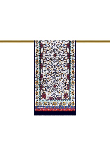 Lacivert Sarmaşık Desen Dar Ipek Fular modelleri