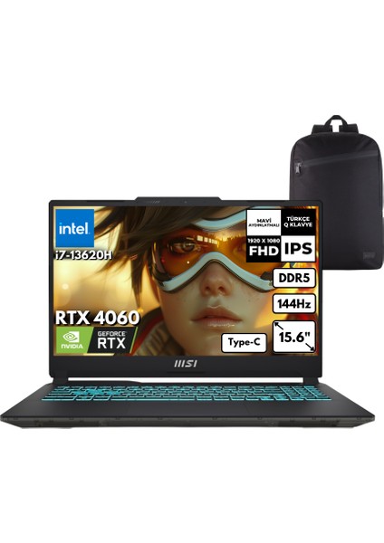 Msı Cyborg 15 I7-13620H 64-Gbddr5 4 Tbssd RTX4060 (8GB-45W) 15.6" 144Hz Fhd Windows 10 Pro + Hmf Sırt Çantası A13VF-893XTRHMF47