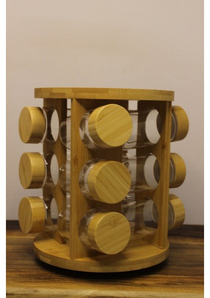 Dönerli 12'li Bambu Baharatlık Seti, Şık ve Kullanışlı Mutfak Düzeni Sağlıyor