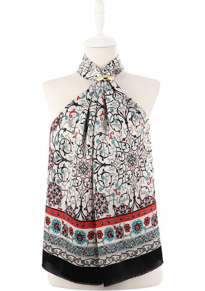 Siyah Sarmaşık Desen Dar Ipek Fular fiyatları