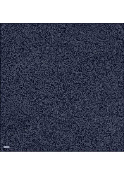 Koyu Lacivert Sanat Desen Twill Ipek Eşarp modelleri