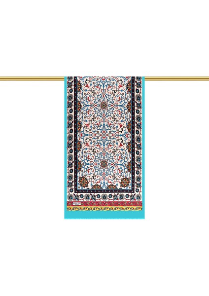 Turkuaz Sarmaşık Desen Dar Ipek Fular modelleri