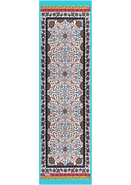 Turkuaz Sarmaşık Desen Dar Ipek Fular fırsatları