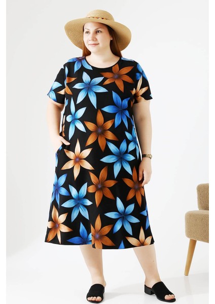 Kadın Büyük Beden Likralı Esnek ve Rahat Viskon Elbise modelleri