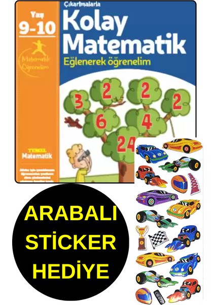 Arabalı Sticker Hediye - 9 , 10 Yaş - Kolay Matematik - Eğlenerek Öğrenelim