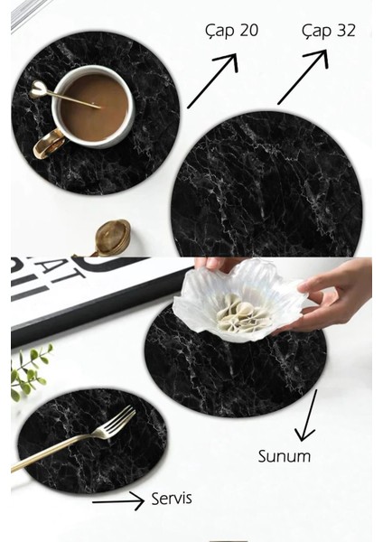2'li Mermer Desenli Siyah Taba Çömlek Seti, 32 ve 20 cm Çap fiyatları