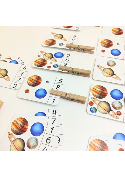 Okul Öncesi Sayma Oyunu – Uzay Temalı Montessori Sayı Kartları ve Mandallar ile Eğlenceli Etkinlik – Gezegenlerle3-6 Yaş Sayma Oyunu | 22 Kart + 22 Ahşap Mandal indirimleri
