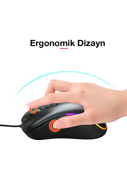 Hxsj J900 USB Kablolu Rgb Dpi Oyuncu Mouse Gaming MOUSE-(1903) indirimleri