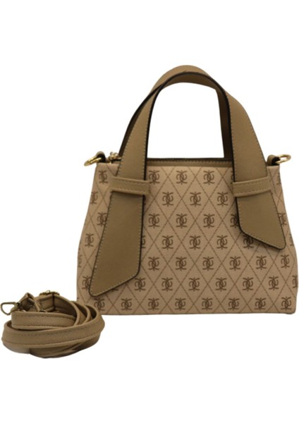 Şık Desenli Bej Omuz Çantası, Günlük Kullanıma Uygun Tasarım