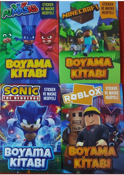 4 Adet Stickerli Boyama Kitabı (Sonic-B/roblox-B/minecraft-B/pijamaske-B)