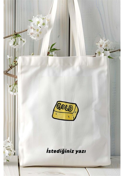 Altın Baskılı Bez Çanta Kişiye Özel Model 2 fiyatları
