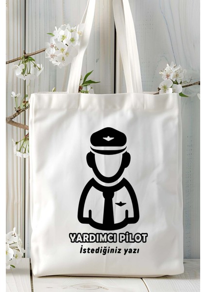 Yardımcı Pilot Baskılı Bez Omuz Çantası Kişiye Özel Model 19