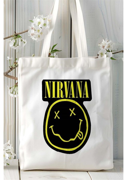 Nirvana Baskılı Bez Çanta Kişiye Özel Model 1