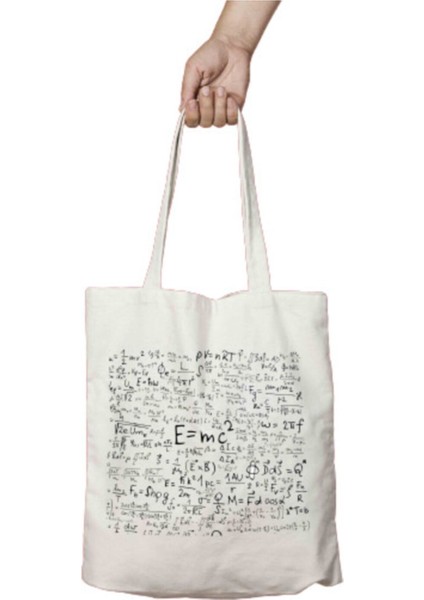 E=mc Kare En Çok Satılan Iki Tarafı Kalıcı Baskılı Yıkanabilir Bez Çanta Omuz Çantası