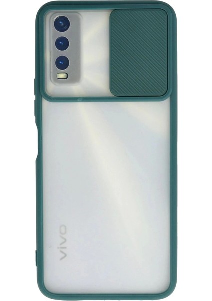 Vivo Y11S Kılıf Palm Buzlu Kamera Sürgülü Silikon - Yeşil