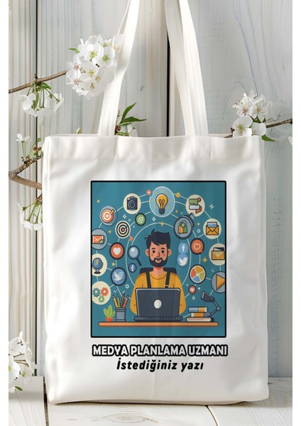 Medya Planlama Baskılı Bez Omuz Çantası Kişiye Özel Model 5
