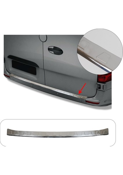 Mercedes Sprinter W907 Uyumlu 2018 ve Üzeri Krom Arka Tampon Üstü Koruma Paslanmaz Çelik
