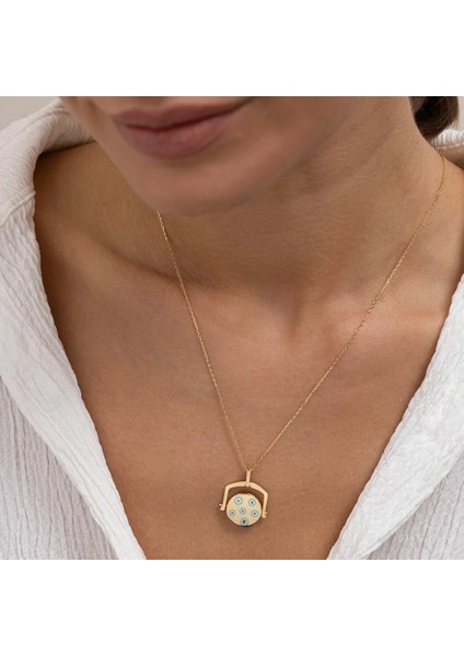 Çift Taraflı Tasarım Plaka Altın Kolye fiyatları