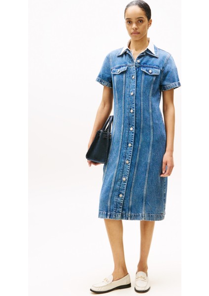 Th WW0WW46638 Dnm Lana Mıdı Kadın Elbise