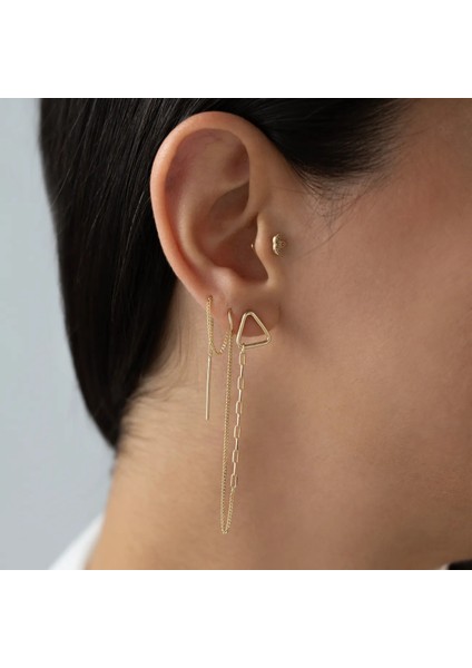 Nisera Zincir Tasarım Tekli Altın Küpe fiyatları