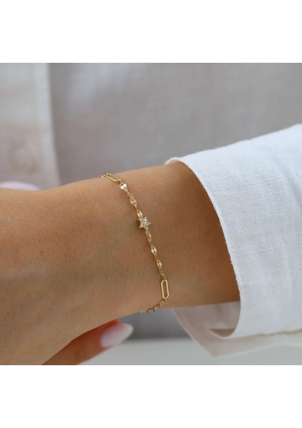 Nisera Star Minimal Altın Bileklik