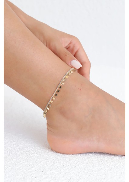 Tamtur Minimal Yıldız Sallantılı Altın Halhal