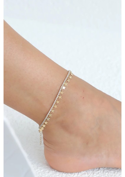 Tamtur Minimal Yıldız Sallantılı Altın Halhal