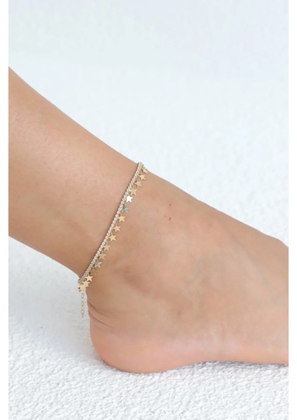 Tamtur Minimal Yıldız Sallantılı Altın Halhal