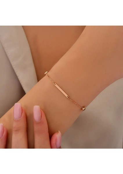 Rose Taş Detaylı Altın Bileklik modelleri