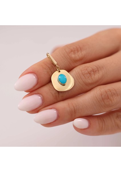 Minimal Tasarım Mavi Taş Altın Charm fiyatları
