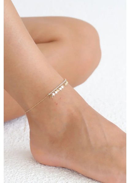 Yıldızlı Minimal Altın Halhal indirimleri