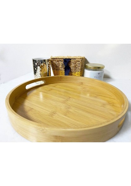 Bambu Yuvarlak Tepsi, Kulplu, 30 Cm, Şık ve Hafif, Doğa Dostu, Renkli ve Kullanışlı modelleri