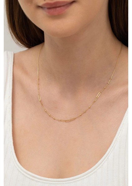 Ince Dorika Ataç Altın Zincir Kolye