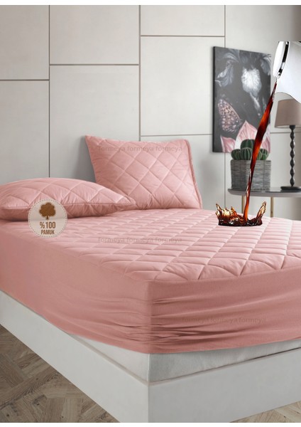 Pamukkale Alez Pembe Pamuk Kapitone Sıvı Geçirmez Alez Fitted Çarşaf modelleri
