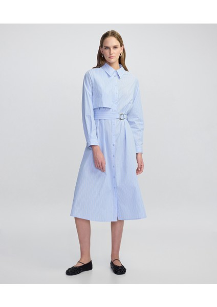 Kuşaklı Çizgi Desen Elbise IW6250002101089 fiyatları