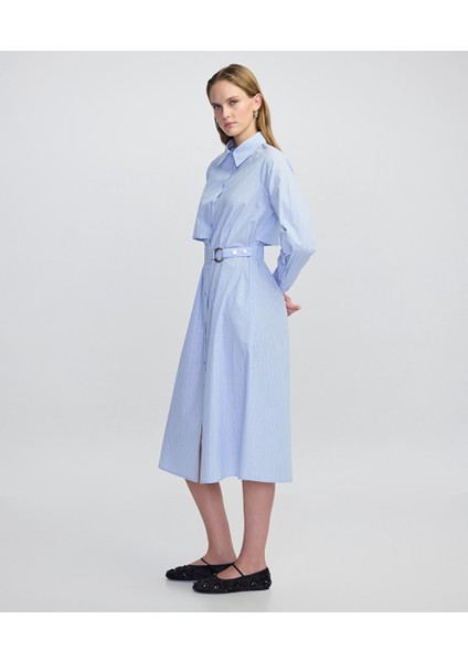 Kuşaklı Çizgi Desen Elbise IW6250002101089 fırsatları