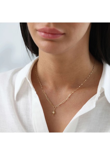 Nisera Kuzey Yıldız Ataç Altın Kolye modelleri