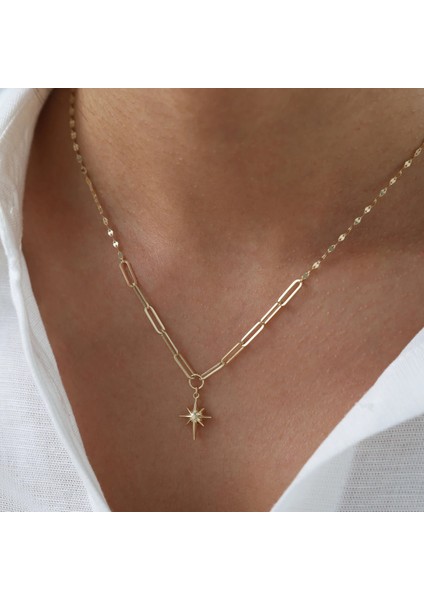 Nisera Kuzey Yıldız Ataç Altın Kolye