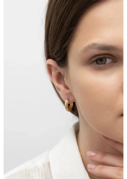 Kalemli Halka Altın Küpe